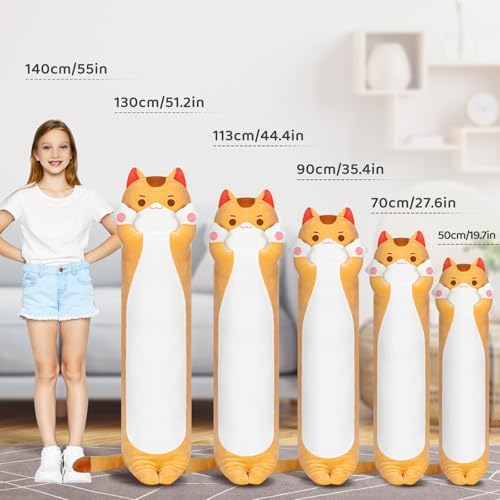 Caaaat Long Cat Plush Body Pillow 36 Huggable Cat Pillow for Kids