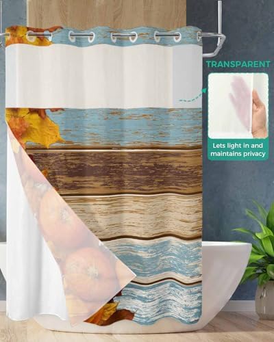 TocaHome No Hook Shower Curtain with Snap Liner 48x72