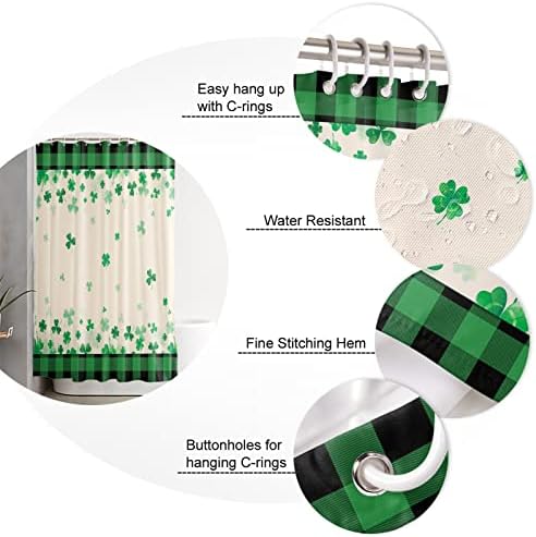 TocaHome Waterproof Shamrock Plaid Shower curtain Set