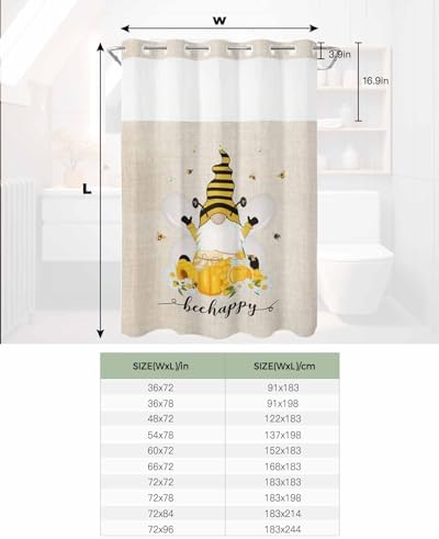 TocaHome No Hook Cloth Shower Curtain with Snap Liner Set