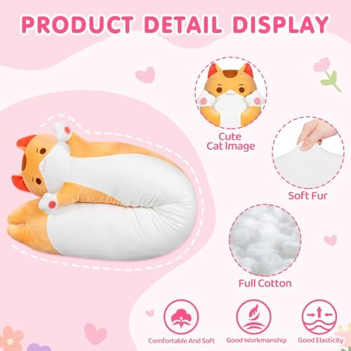 Caaaat Long Cat Plush Body Pillow 36 Huggable Cat Pillow for Kids