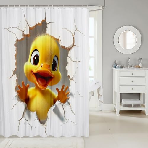 3D Funny Duck Shower Curtain Set