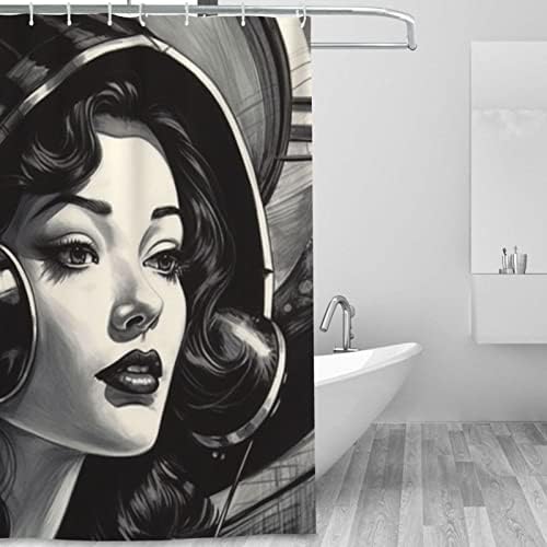 High-Quality Retro Shower Curtain Set - Waterproof with HD Printing