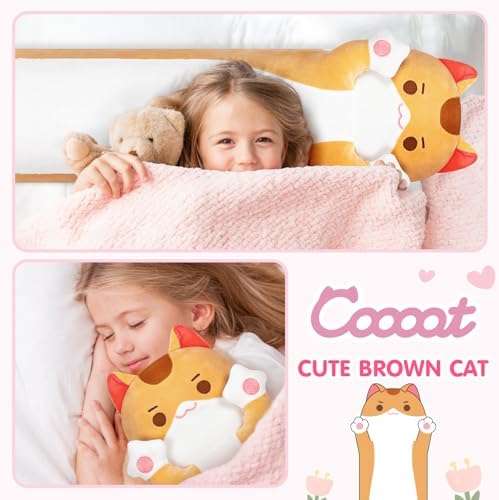 Caaaat Long Cat Plush Body Pillow 36 Huggable Cat Pillow for Kids