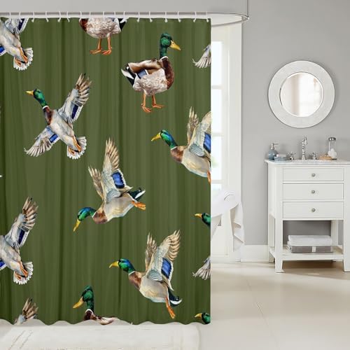 Jejeloiu Cute Mallard Duck Shower Curtain Set 72x84