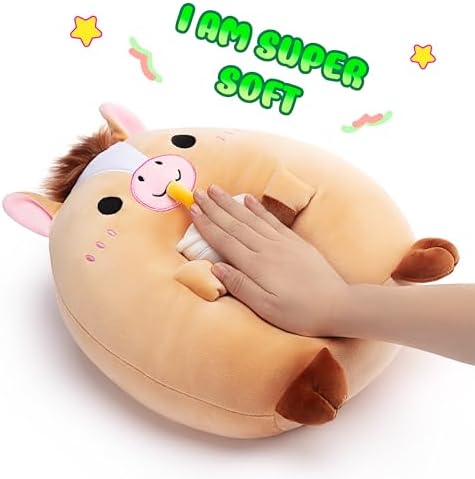 Big Adorable Horse Plush Pillow for Cuddling by Tumyay