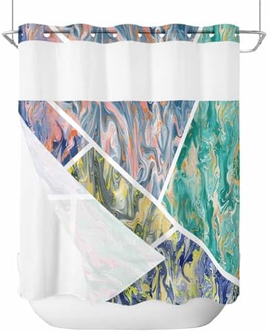 Modern No-Hook Shower Curtain Set