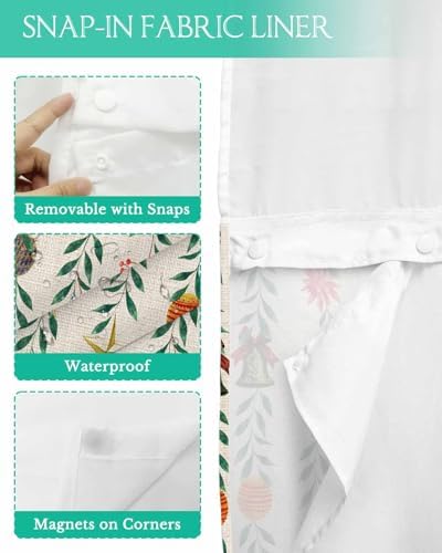 holiday home winter bathroom shower curtain set with see through top 72x72