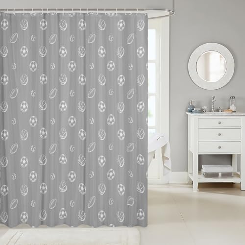 Feelyou Football Shower Curtain Set Grey 72x72