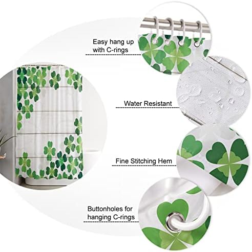 St Patricks Day Green Shamrock - Waterproof shower curtain set with Straps