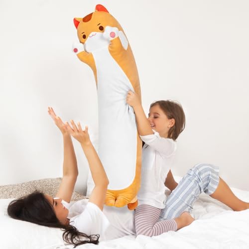 Caaaat Long Cat Plush Body Pillow 36 Huggable Cat Pillow for Kids
