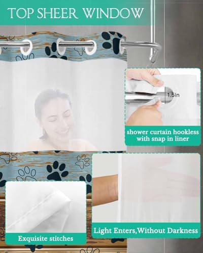 No-Hook Bathroom Shower Curtain