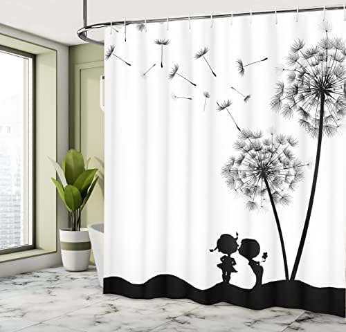 Durable and Unique Spring theme Ambesonne black and white shower curtain set