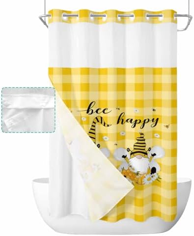 TocaHome No Hook Shower Curtain with Snap Liner Set