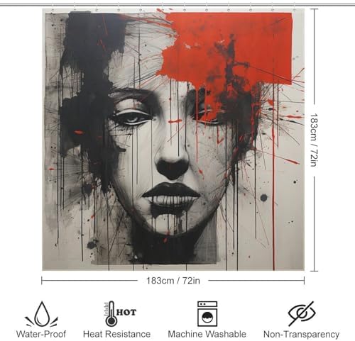 Abstract Girl Oil Painting Luxury Boho Shower Curtain Set