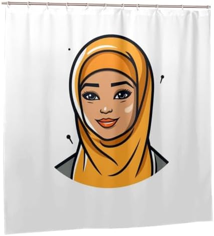 Cartoon Girl Boho Minimalistic shower curtain set