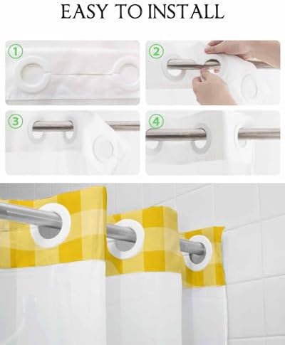 TocaHome No Hook Shower Curtain with Snap Liner Set