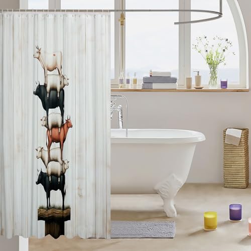 fun whimsical cow sheep shower curtain set for kids