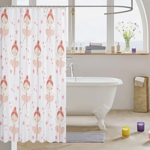Ballerina 72x72 Showers Curtain Set for Kids Durable Waterproof and Stylish Design