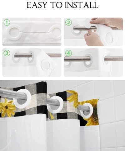 TocaHome No Hook Cloth Fabric Shower Curtain with Snap in Liner