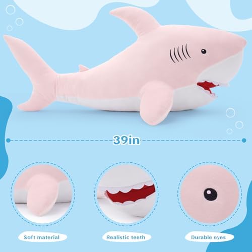 39 Giant Shark Plush Pillow for Kids Adults