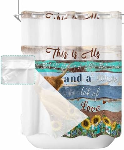 Stylish Farmhouse Shower Curtain Rustic 72x78 Water Resistant No Hook