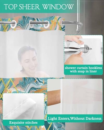 Stylish No-Hook Shower Curtain with Water-resistant Design