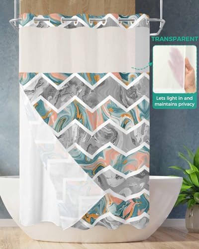 Stunning No-Hook Shower Curtain with See-Through Top for Bathrooms