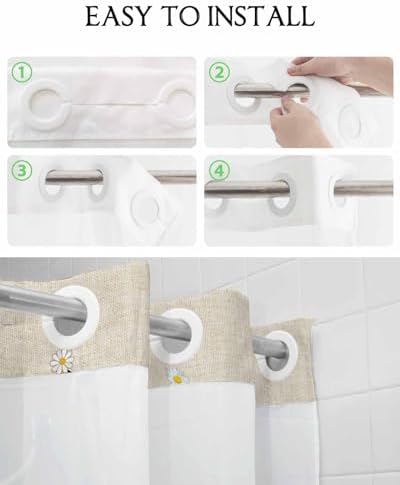 TocaHome No Hook Cloth Shower Curtain with Snap Liner Set