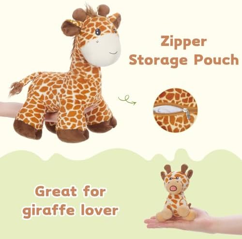 18in Tezituor Giraffe Stuffed Animal with 3 Cute Babies