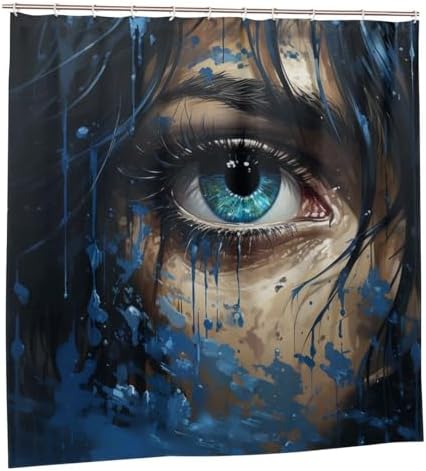 Blue Eye Bath Shower Curtain Set - Abstract Hippie Design