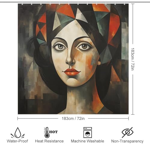 DAOWANGZUO Abstract Girl Shower Curtain Set