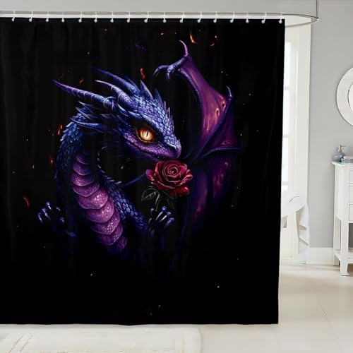 72x84 Rose Shower Curtain Durable Waterproof for Kids