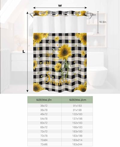 TocaHome No Hook Cloth Fabric Shower Curtain with Snap in Liner