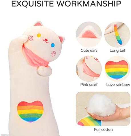 Rainbow Cat Plush Pillow Soft Ergonomic Perfect for Relaxation