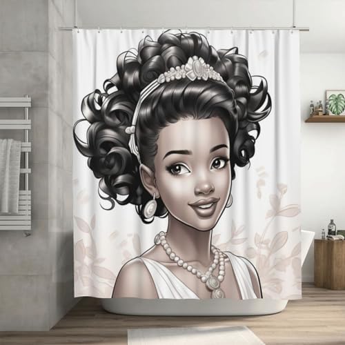 Limited-Time Bundle African American Princess Boho Shower Curtain for Bathroom