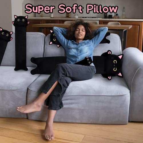 Cute Black Cat Plush Pillow for Parties and Homes