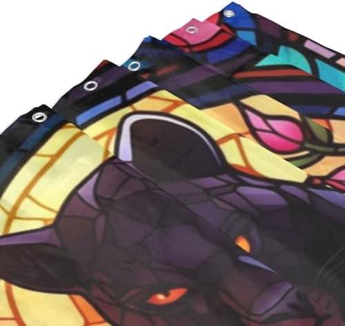 Black Panther Shower Curtain 72x72 In Modern Bohemian Bathroom Art with 12 Hooks