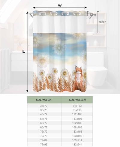 No Hook Shower Curtain Set with See-Through Window