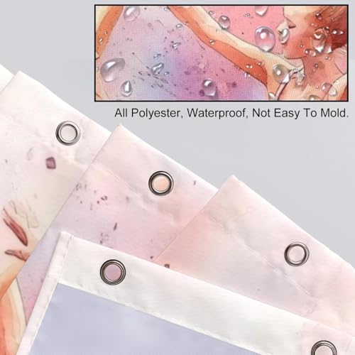 VAPOKF Pink Ballet Dress Girls Shower Curtain Set with Hooks 66x72 in