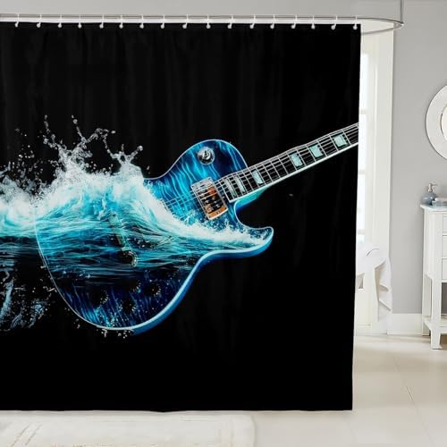 Cool Guitar Bass Bath Curtain 72-inch x 78-inch