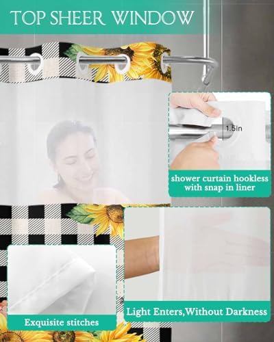 Stunning Bathroom shower curtains Red Truck Pull Sunflowers Waterproof Unique Design