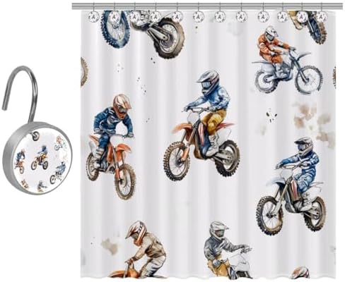 Boys Motorcross Prints 48x72 in Shower Curtain Set