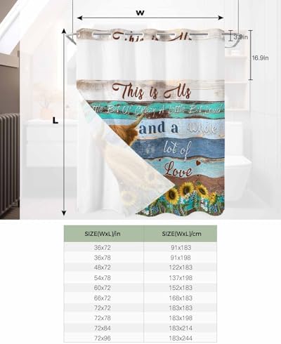 Stylish Farmhouse Shower Curtain Rustic 72x78 Water Resistant No Hook