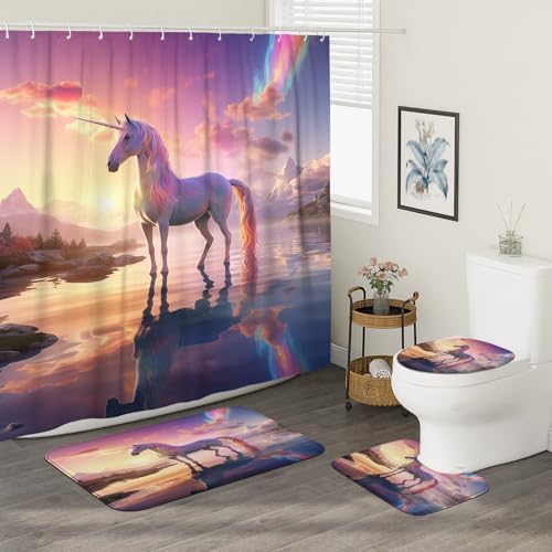4-Piece Rainbow Unicorn Bath Set