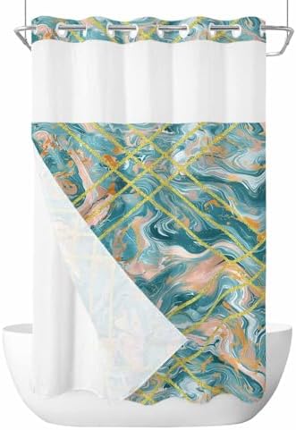 Stylish No-Hook Shower Curtain with Water-resistant Design