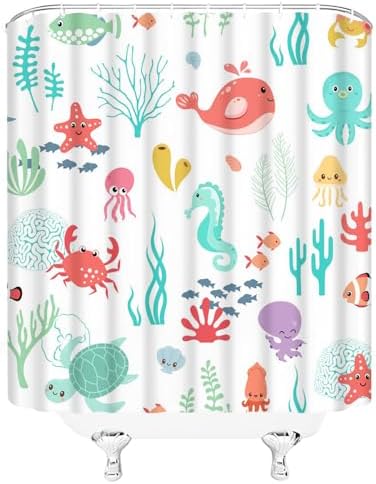 Cartoon Sea Animal Shower Curtain Set