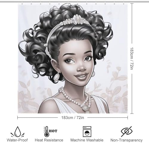Limited-Time Bundle African American Princess Boho Shower Curtain for Bathroom