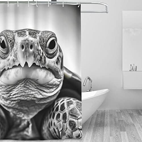 TIFAIR Turtle Animal shower curtain set Boho black white theme waterproof 72x72