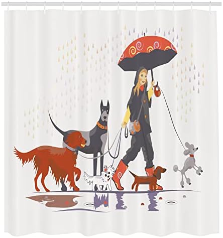 Ambesonne Dog Shower Curtain Modern Style for Your Paws on the Go